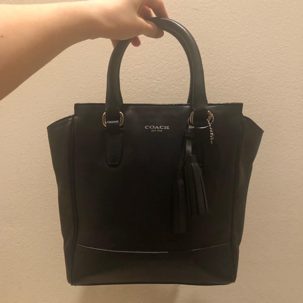 Black Leather Coach Crossbody Bag/Purse